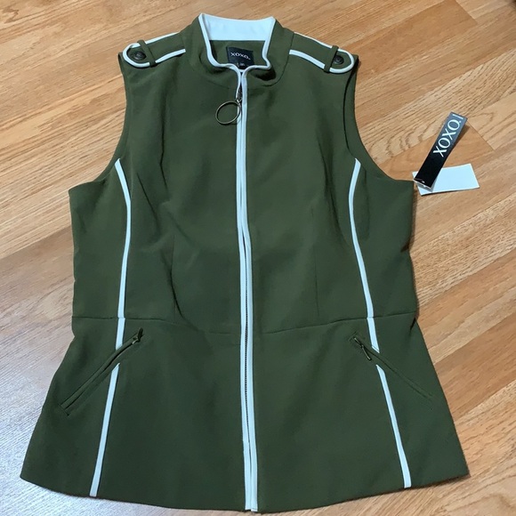 XOXO womens embroirdered zip up vest size L - Picture 2 of 4